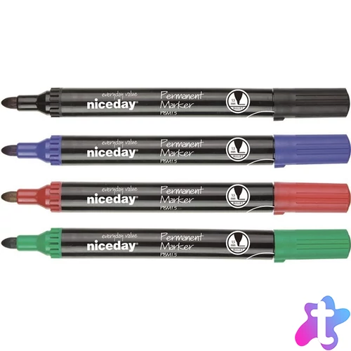 Niceday kerek hegyű 4db-os vegyes színű permanent marker készlet