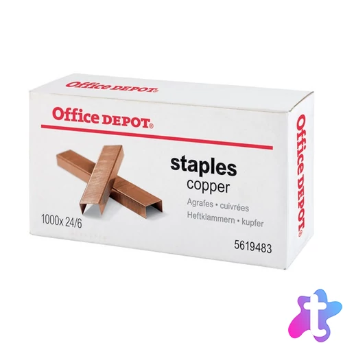 Office Depot 24/6 réz 1000db/cs fűzőkapocs