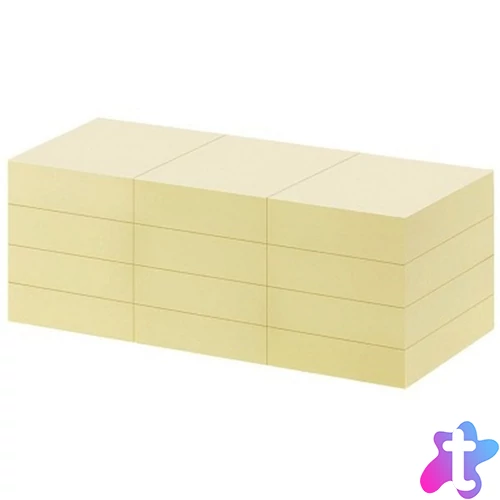 Office Depot 38x50mm újrahasznosított öntapadós 12db sárga jegyzettömb
