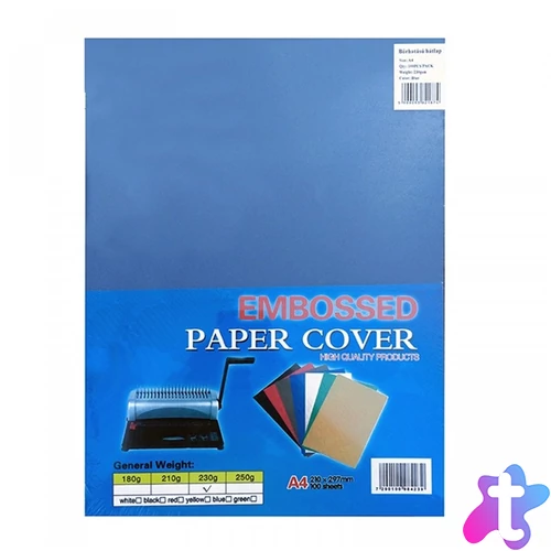 Office Depot A4 230gr bőrhatású 100db-os kék hátlap