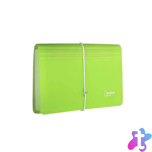 Oxybag Opaline PP DL 13 rekeszes áttetsző-zöld harmonika irattartó