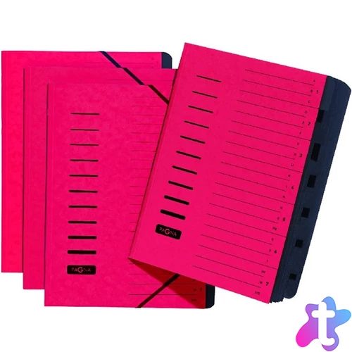 Pagna A4 7 rekeszes A-Z  piros rendezőmappa