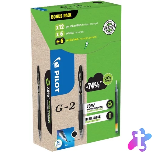 Pilot G2 Greenpack  0,7mm 12 db fekete betéttel zseléstoll