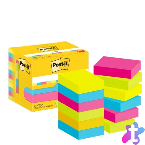 Post-It Energy 38x51mm 12 tömb/cs öntapadós jegyzettömb 100% PEFC, SGSCH-PEFC-COC-110078