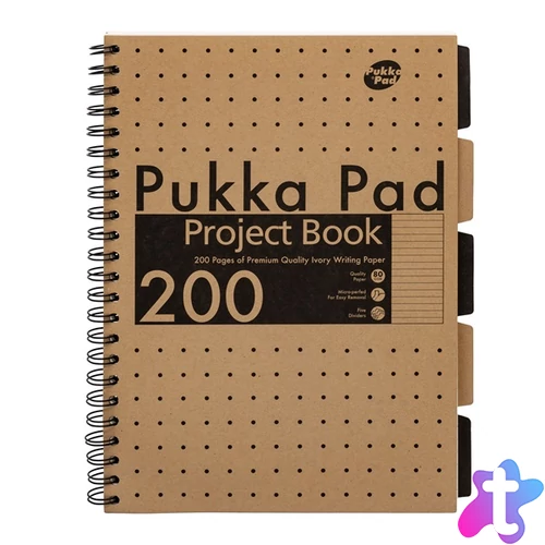 Pukka Pad Project Book Kraft A4 200 oldalas vonalas újrahasznosított spirálfüzet