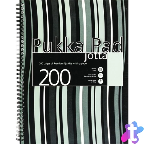 Pukka Pad  Jotta Pad A5 PP 200 oldalas fekete csíkos vonalas spirálfüzet