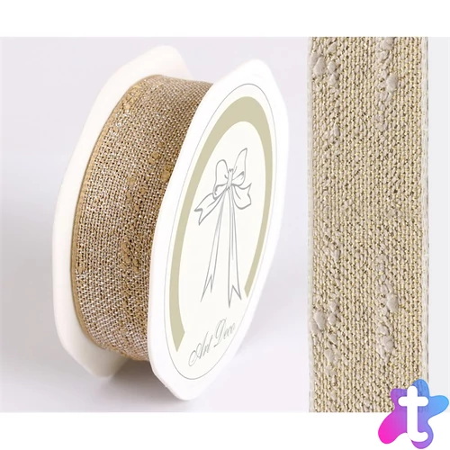 IRIS szalag juta fémszállal arany 25mm/10méter