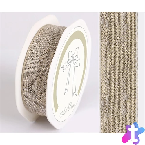 IRIS szalag juta fémszállal drapp 25mm/10méter