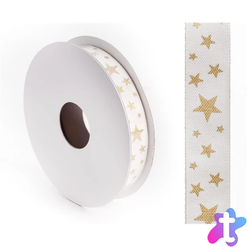 IRIS szalag textil csillagos krém 15mm/10méter
