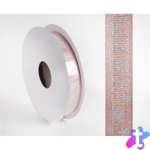 IRIS szalag hópihés rosegold 15mm/10méter