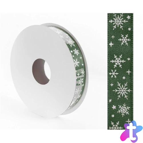 IRIS szalag hópihés zöld 15mm/10méter