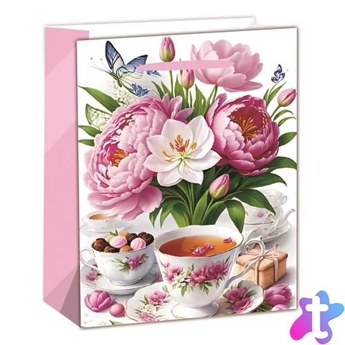 IRIS matt papírtasak rózsa+tea 18 x 23cm