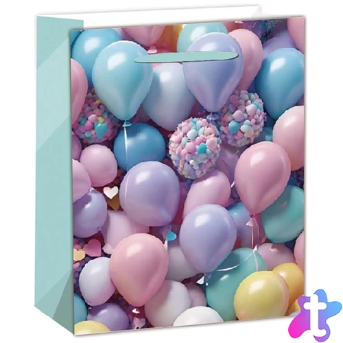 IRIS matt papírtasak lufik rózsaszín/kék 18 x 23cm