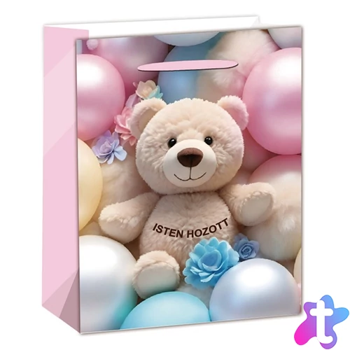 IRIS matt papírtasak maci lufikkal 31 x 42cm