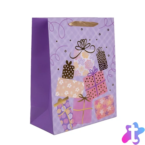 IRIS matt papírtasak hot stamp ajándékok lila 18 x 23cm