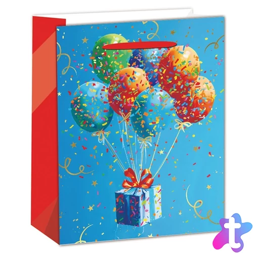 IRIS matt papírtasak hot stamp ajándékok+lufik kék 26 x 32cm
