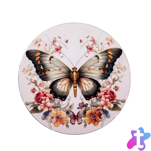 IRIS műanyag tálca, pillangó és virág mintás 33 cm