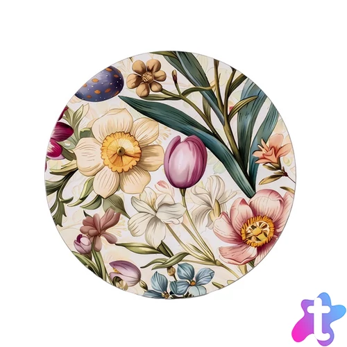 IRIS műanyag tálca, virág mintás, krém lila 33 cm