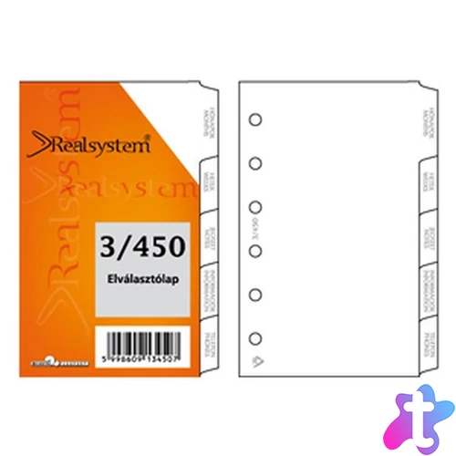 Realsystem 3/450 elválasztó lap gyűrűs naptár kiegészítő
