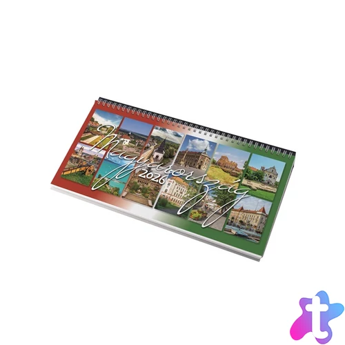 Realsystem 2026 Magyarország 7991-09 képes bordó fekvő asztali naptár