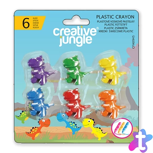 Sakota Creative Jungle Dinó 6 db-os plasztik zsírkréta készlet