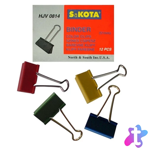 Sakota 51mm 12db/csomag színes iratcsipesz