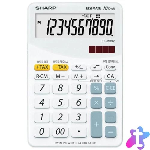 Sharp ELM332BWH napelemes asztali számológép