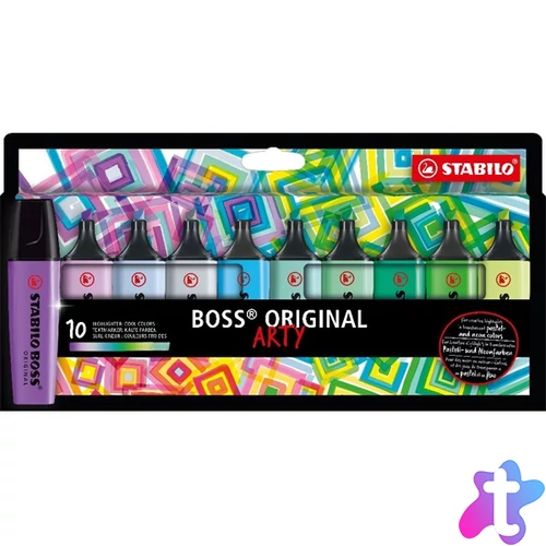 STABILO BOSS ORIGINAL ARTY hideg színek 10 db/csomag szövegkiemelő készlet