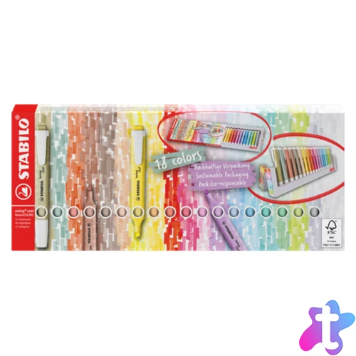 Stabilo Swing Cool 18 db-os asztali szövegkiemelő készlet
