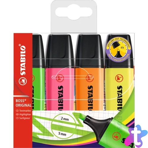 Stabilo BOSS ORIGINAL 4db-os vegyes színű szövegkiemelő