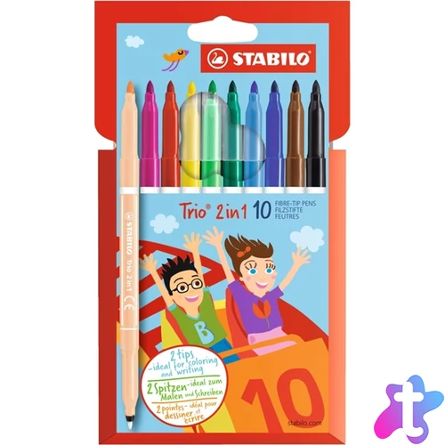 Stabilo Trio kétvégű 10db-os vegyes színű rostirón készlet
