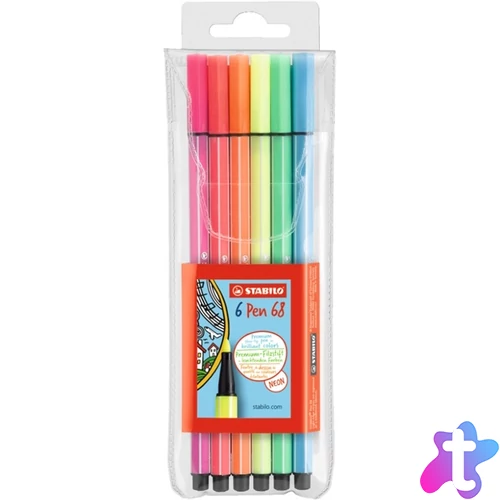 Stabilo Pen 68 neon 6db-os vegyes színű filctoll készlet