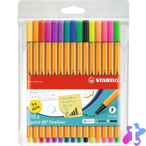 Stabilo Point 88 neon 15db-os vegyes színű tűfilc készlet
