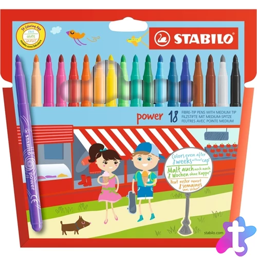 Stabilo power 18db-os vegyes színű vastag filctoll készlet