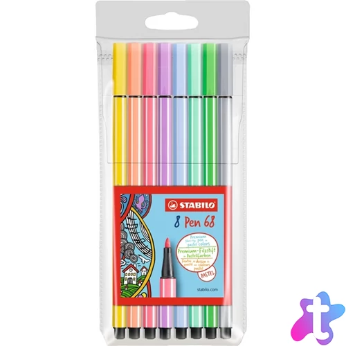 Stabilo Pen 68 pasztell 8db-os vegyes színű filctoll készlet