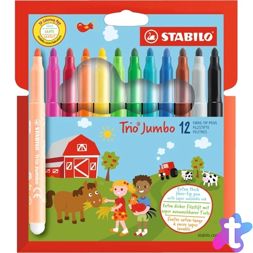 Stabilo Trio Jumbo 12db-os vegyes színű filctoll készlet