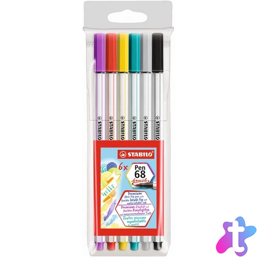 Stabilo Pen 68 brush 6db-os vegyes színű ecsetfilc