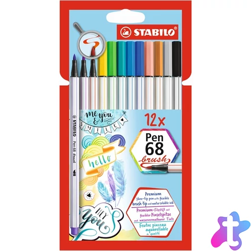 Stabilo Pen 68 brush 12db-os vegyes színű ecsetfilc