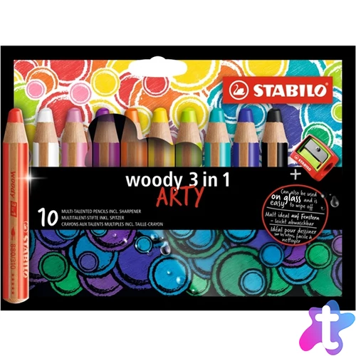 Stabilo ARTY Woody 3in1 10db-os vegyes színű krétaceruza
