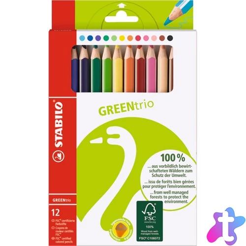Stabilo GreenTrio vastag 12db-os színesceruza készlet