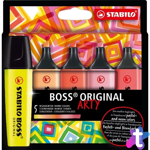 Stabilo BOSS ORIGINAL ARTY meleg színek 5 db/csomag szövegkiemelő készlet