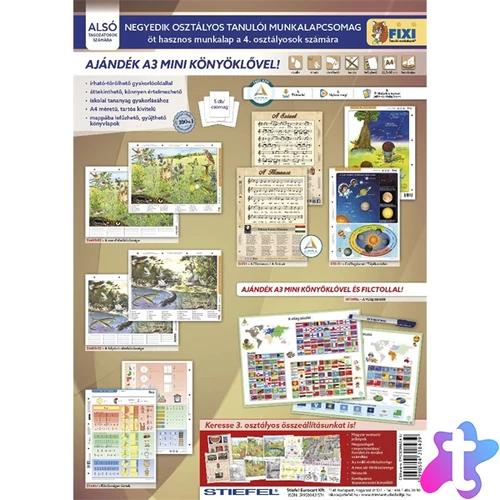 Tanulói munkalapcsomag negyedik osztályos Világ zászlói alátéttel és kék filctollal