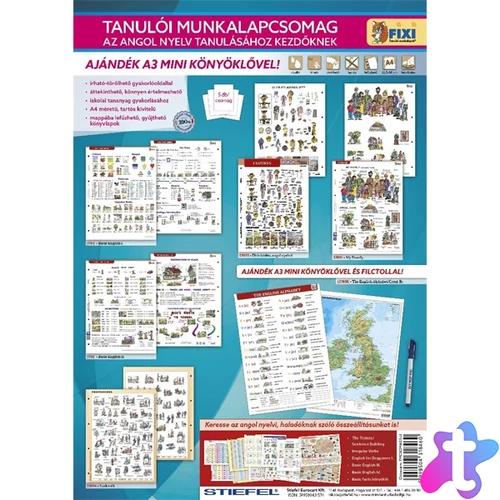 Tanulói munkalapcsomag angol kezdő angol abc A3 alátéttel és kék filctollal