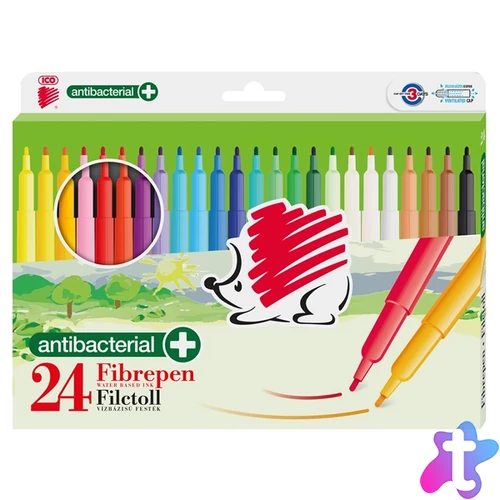 ICO Süni 300 antibakteriális 24db-os vegyes színű d24 rostirón készlet