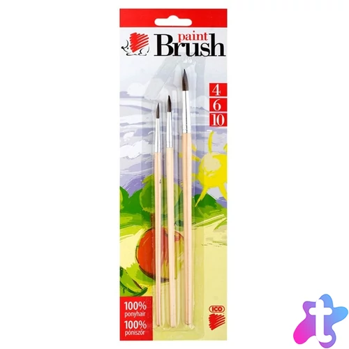 ICO Süni 4/6/10 natúr fanyelű 3db-os ecsetkészlet