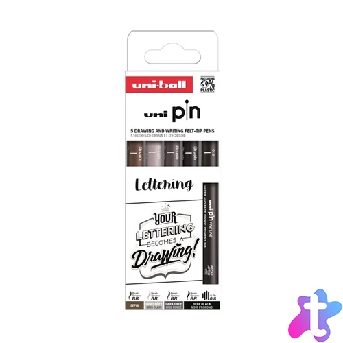 Uni Pin Lettering 5 darabos rajzmarker készlet