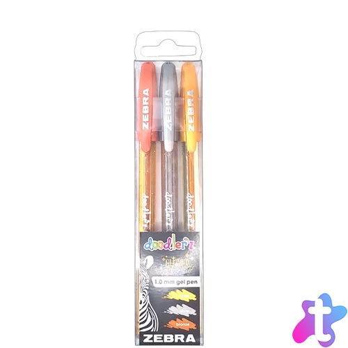 Zebra Doodlerz Glitter 3pcs set zselés toll