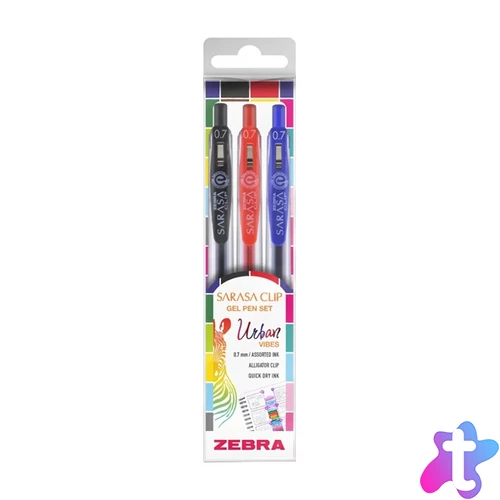 Zebra Sarasa Clip Gelpen 0,7 Urban vibes 3 db zseléstoll készlet