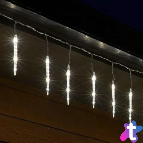 HOME KJL288 jégcsap fényfüzér, 3,5m hosszú, 288db hidegfehér SMD LED, 8db jégcsap/36db LED, hálózati adapter, kül- és beltéri kivitel