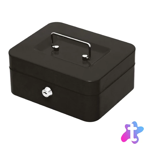 HOME SAFEMONEY pénzkazetta, acél, kivehető aprópénz tároló rekesz, 2 kulccsal, hordozható, 200x90x160mm